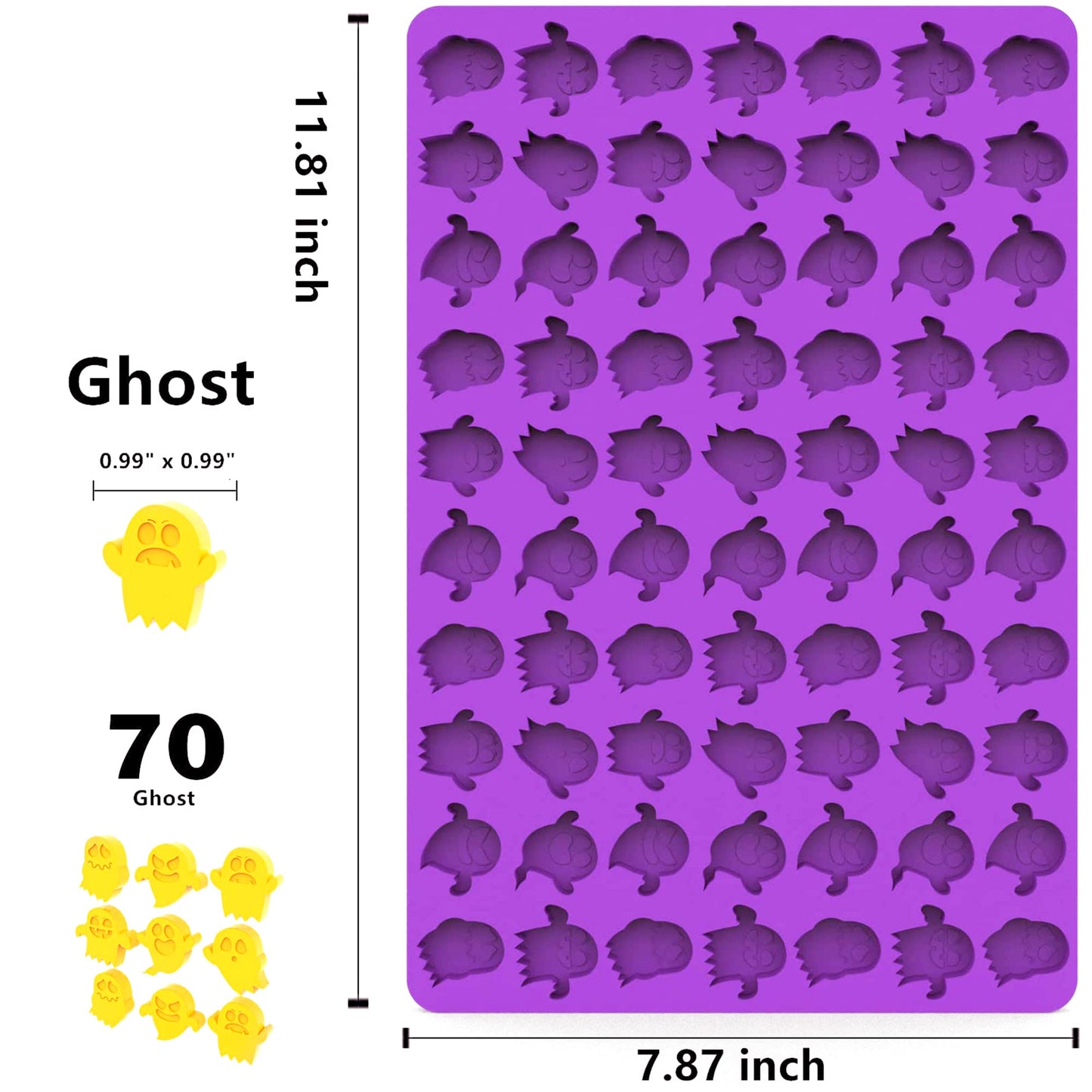 sofliym Halloween Ghost Molds with Scraper- Premium Silicone Candy Mold for Festive Treats and Decorations (1 PCS ghost)