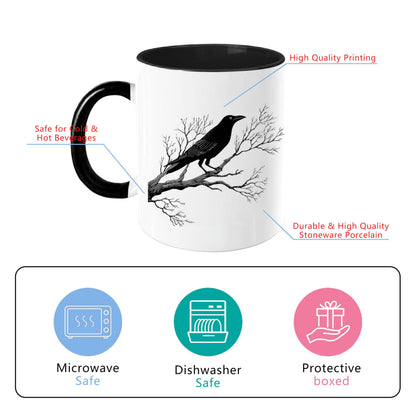 Gothic Raven Mug – Ceramic Crow Coffee Cup for Bird Lovers | Goth Decor Drinkware for Men | Unique Crow Gifts & Gothic Merch