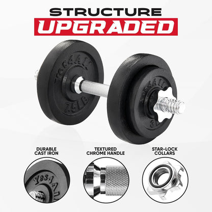 Yes4All Old School Adjustable Dumbbell Set with Weight Plates, Star Lock Collars/Connector, 40lbs to 200lbs Adjustable Weight Plates Set