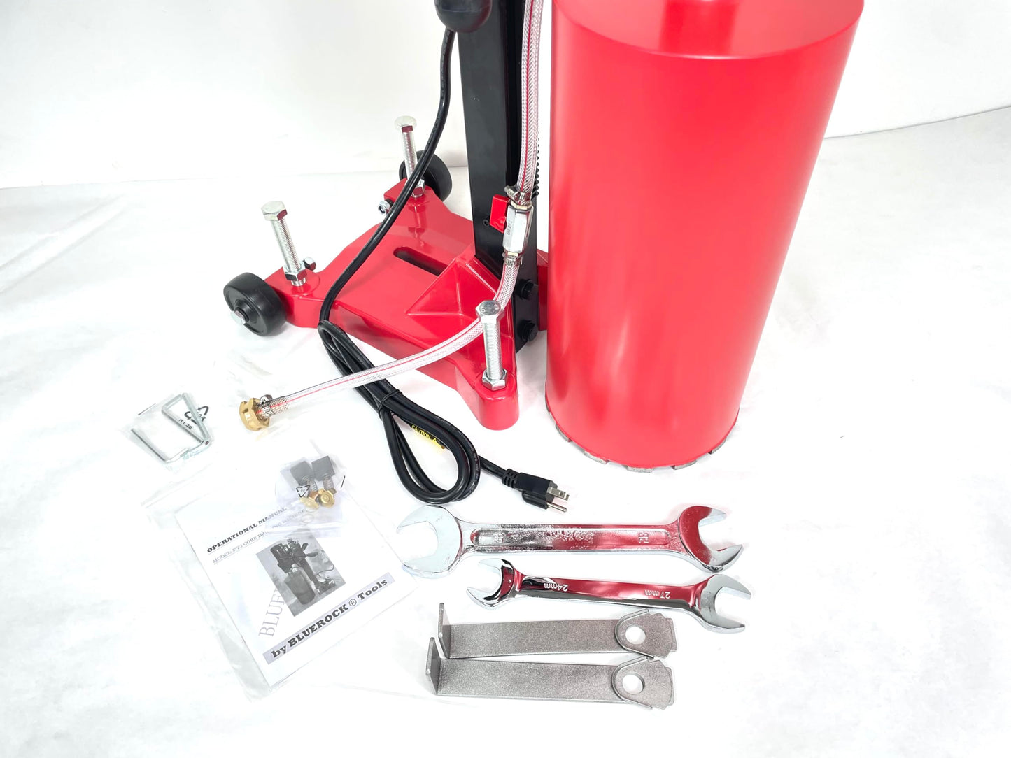 BLUEROCK PACKAGE DEAL 8Z1RB Core Drill with Rolling Base Stand + 1" - 8" Diamond WET Coring Bit Set for CONCRETE REBAR ASPHALT BRICK