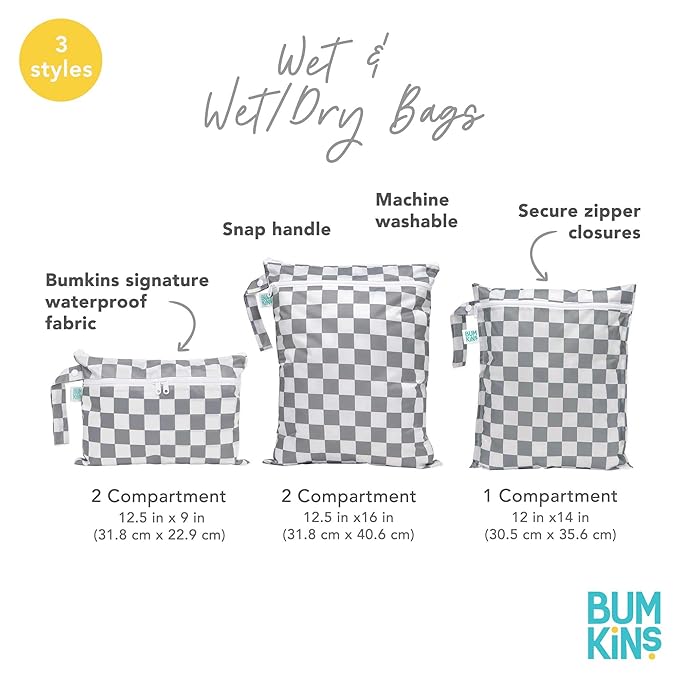 Bumkins Waterproof Wet Dry Bag for Baby, Swim Suit, Cloth Diapers, Pump Parts