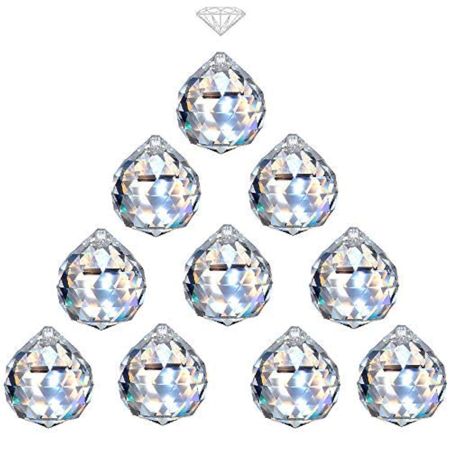 MerryNine 40mm Clear Crystal Ball Prism Sunshine Catcher Rainbow Pendants Maker, Hanging Crystals Prisms for Windows, for Feng Shui, for Gift(40mm/1.57" 10pack)