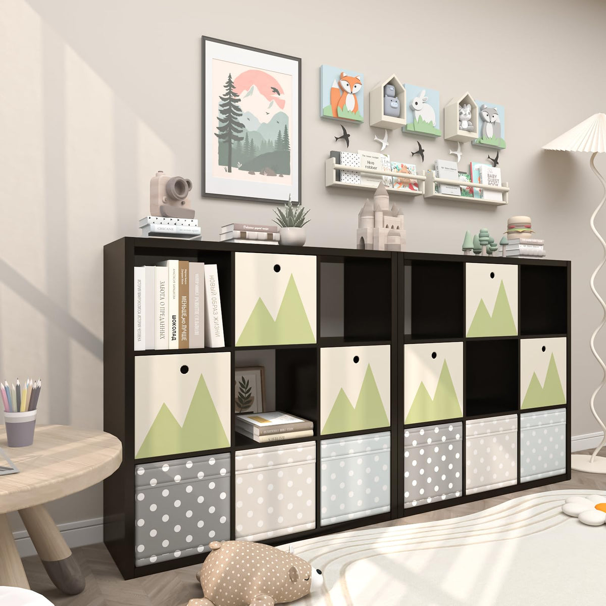 Endearing Limons【2026 Wooden Thick Border 9 Cube Shelf Storage Organizer with Anti-Tipping Kits + Reversible Open Back Bookcase (11 x 11 Unit Cell Chocolate)