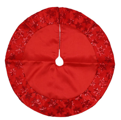 Kurt Adler Tiny 20-inch Miniature Satin Tree Skirt with Sequined Snowflake Border for Table Top Trees (Red)