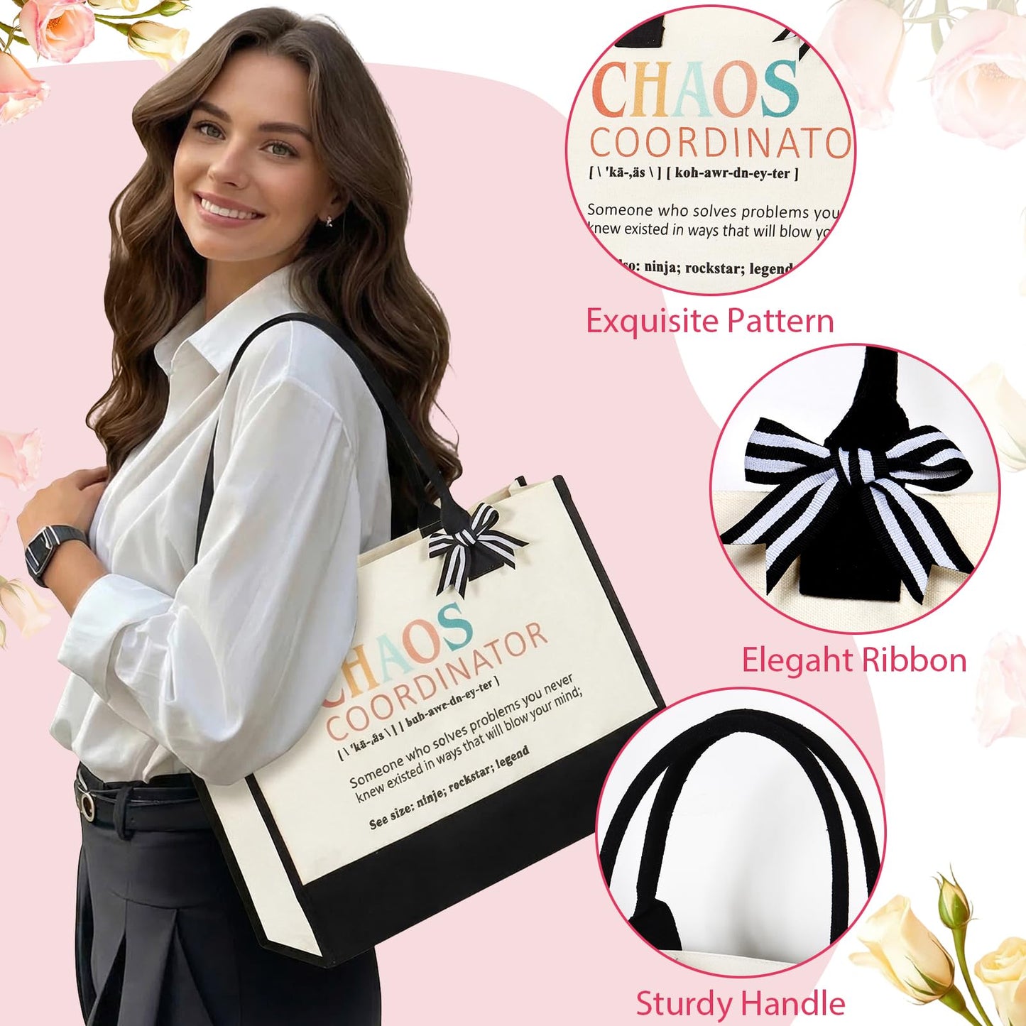 ZYUQFAN Chaos Coordinator Thank You Gifts for Women, Appreciation Gift Set for Lady Manager Teacher Coworker Nurse Boss Presents Ideas for Employee Secretary Office Birthday Christmas Tote Bag Tumbler