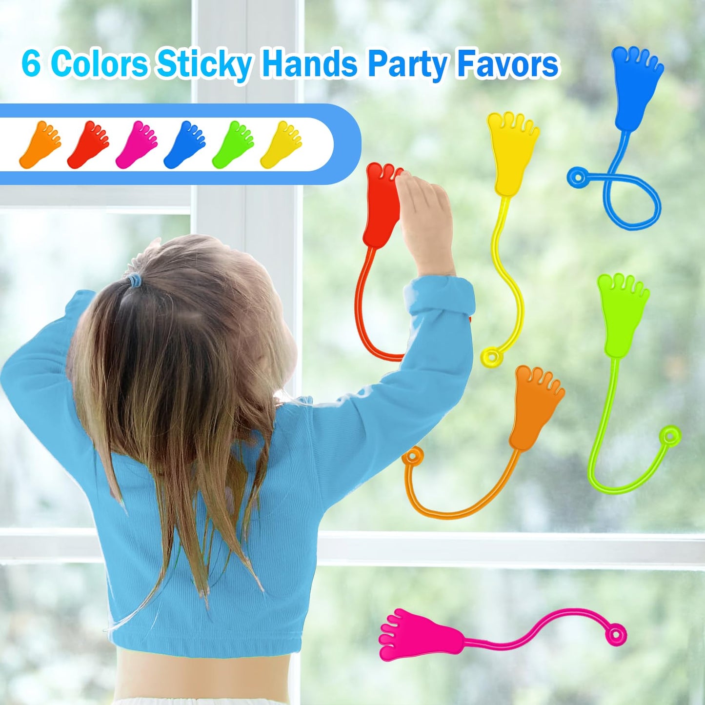Valentines Sticky Hands Bulk 48PCS Valentines Day Gifts for Kids Classroom Prizes Valentines Party Favors for Kids Stretchy Heart Sticky Hand Toy Valentines Day Goodie Bag Stuffers Kid Party Supplies
