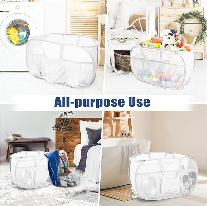 2 Pack Collapsible Laundry Baskets, Upgrade Pop Up Laundry Hamper