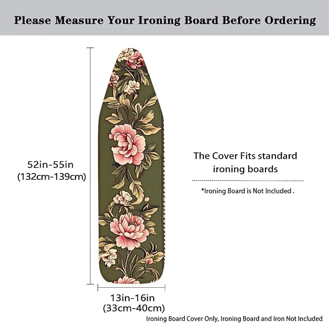 Pink Flower Print Ironing Board Cover and Pad