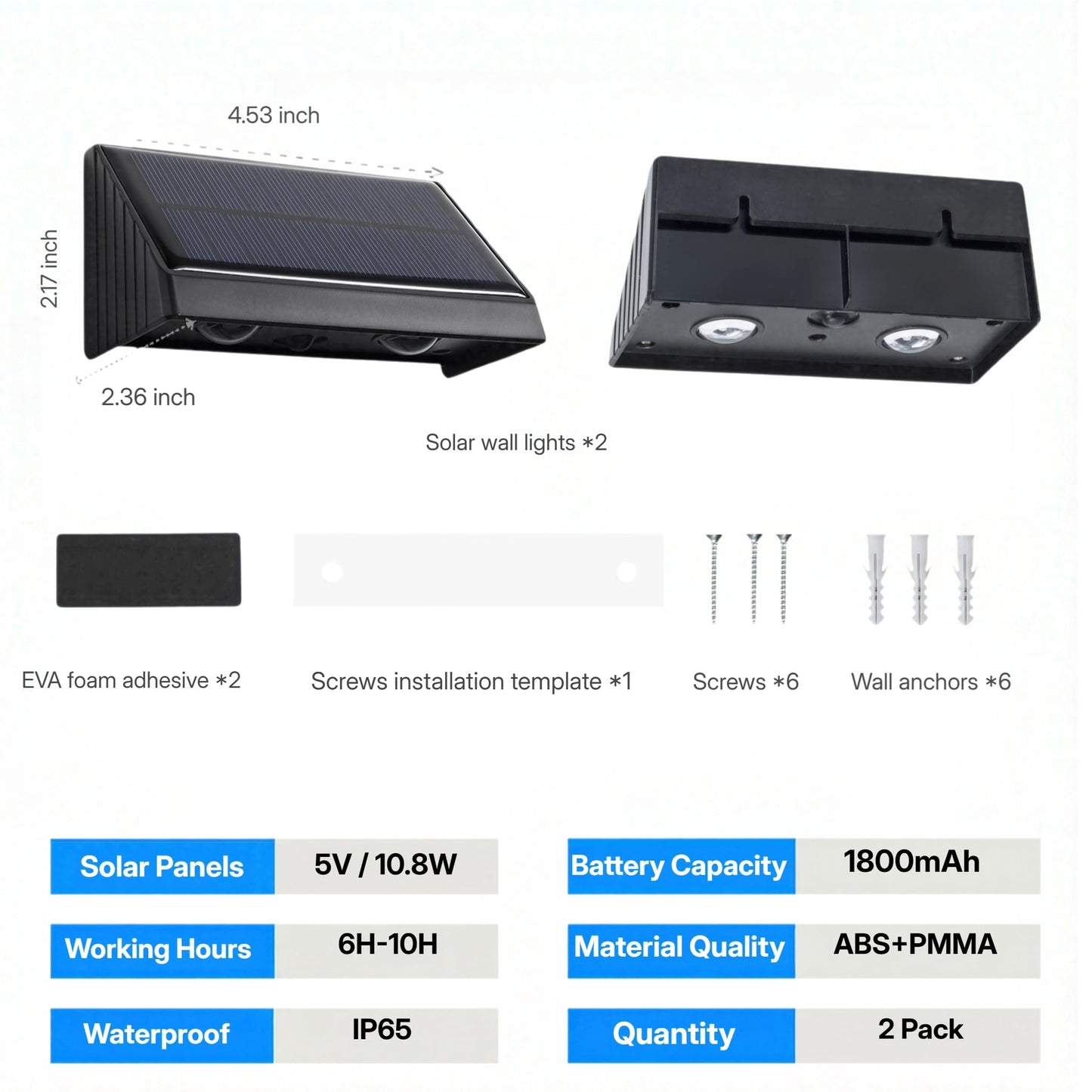 XmnSoly Solar Lights Outdoor 3000K Warm White Downlights LED Dusk to Dawn Waterproof Solar Light for Fence, Wall, Address, Mailbox, House Number, Sign(2 Pack)