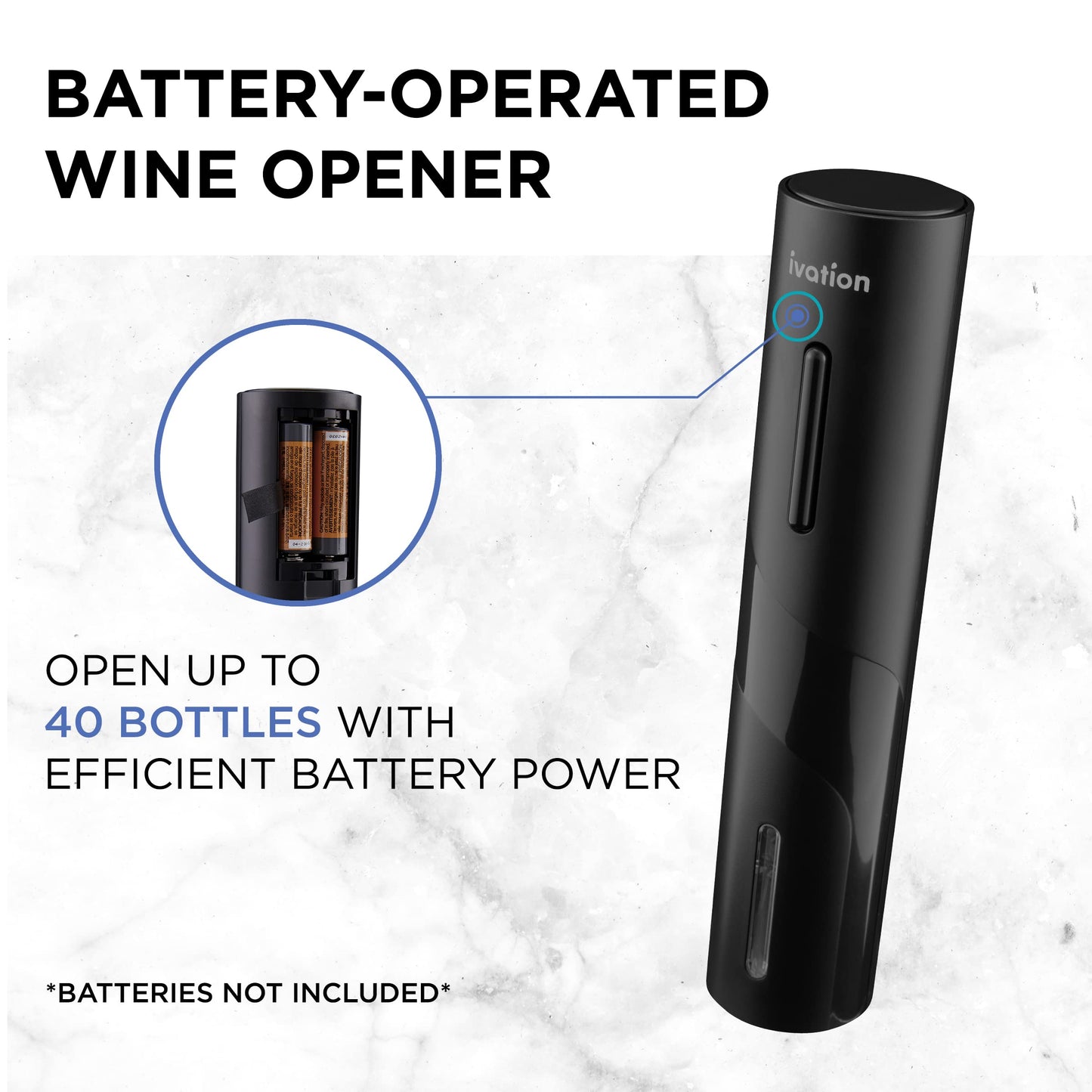 Ivation 7-Piece Wine Gift Set – Includes Electric Bottle Opener, Wine Aerator, Preserver Pump, 2 Cork Stoppers, Foil Cutter & Stand
