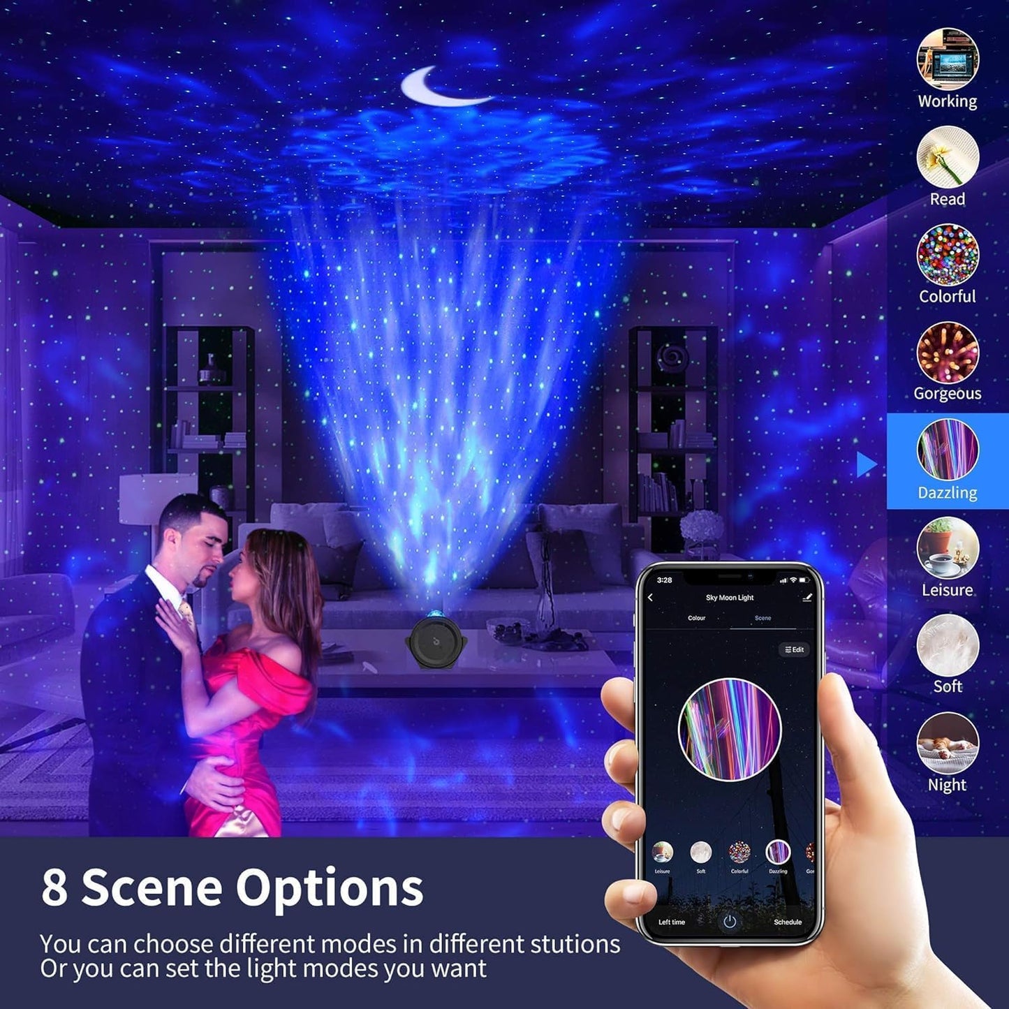 Galaxy Projector 3 in 1 Star Lights Projector with Nebula Moon Ocean, Kids Adults 3D Starlight with Smart Control Timer Voice Control, Compatible Alexa Google Assistant,for Bedroom Gifts