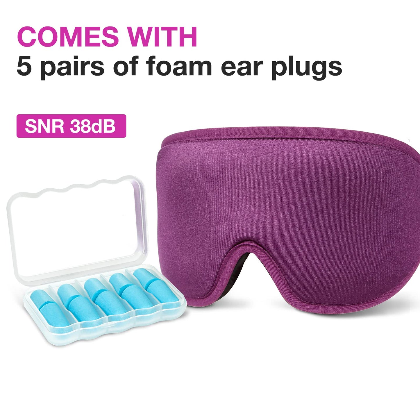 LYSIAN Sleep Eye Mask Men Women-3D Concave Comfortable Cooling Mask Blindfold for Adult Night Sleep Eyes Cover with Foam Ear Plugs for Sleeping, Yoga, Nap, Travel, Black