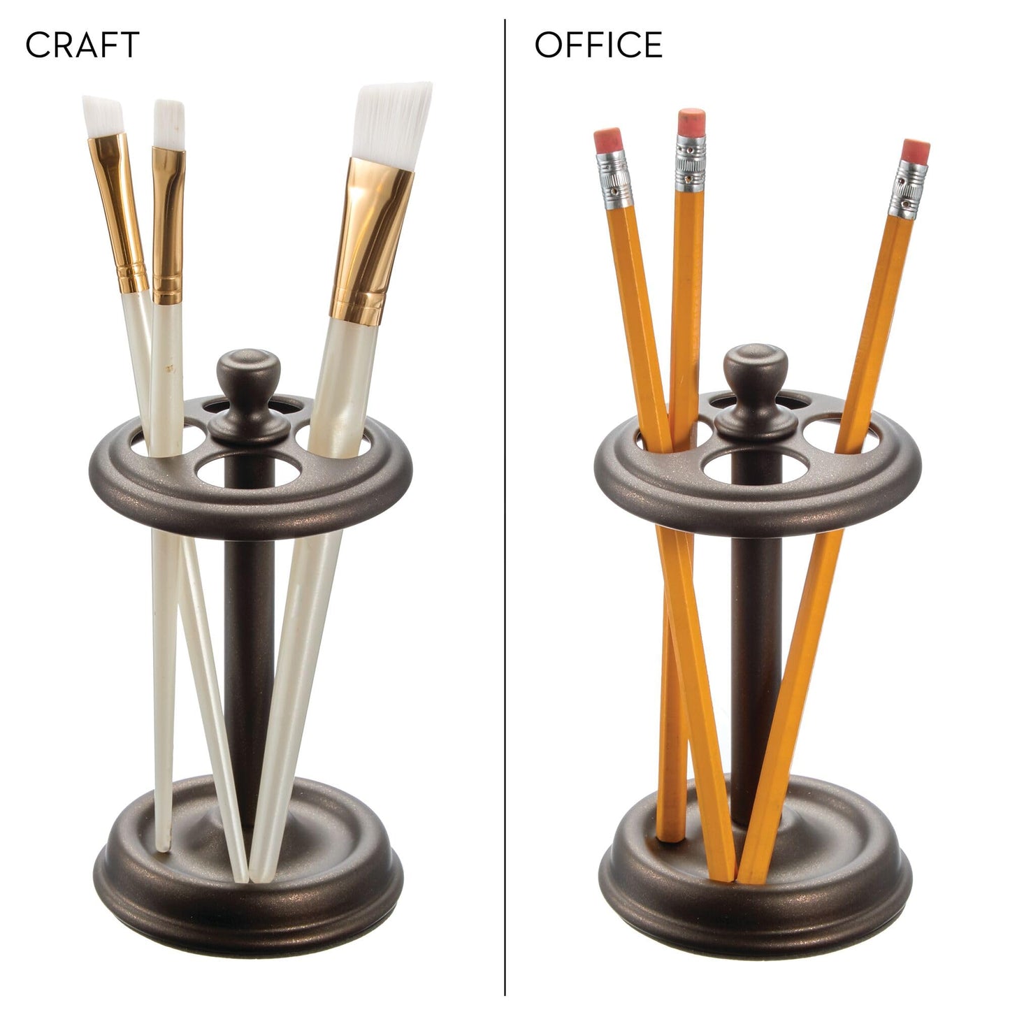 iDesign Metal Toothbrush Holder - Bathroom Cup for Bathroom Organization, The York Collection - 3.25" x 3.25" x 5.75", Bronze