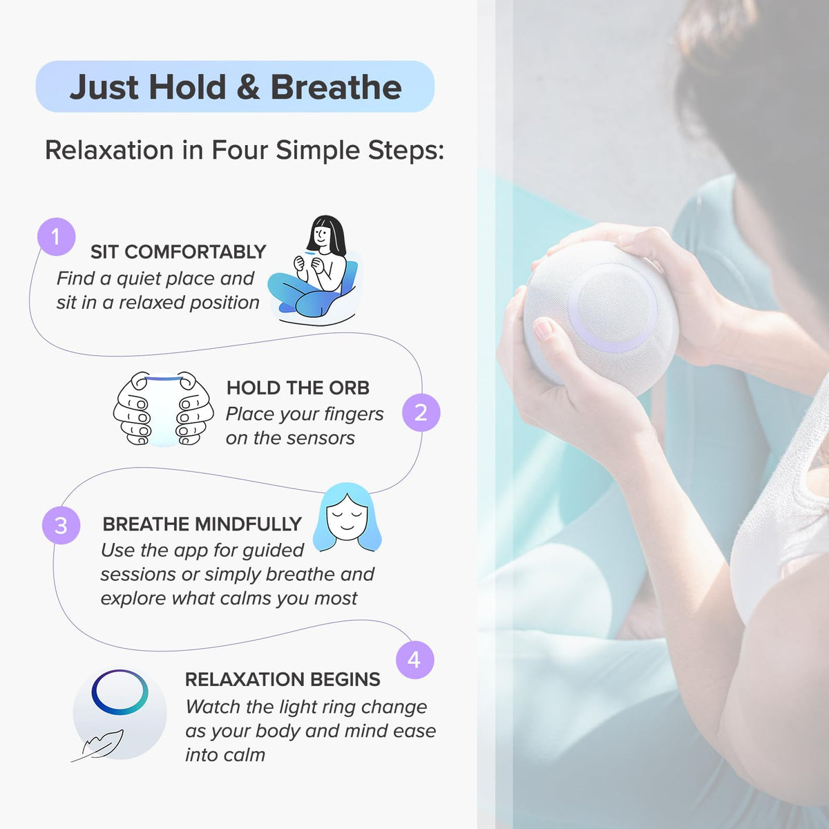 Reflect Orb: Smart Tracker for Stress Relief & Mental Health. Biofeedback Device to Enhance Focus, Reduce Anxiety, Support ADHD, Master Meditation & Mindfullness, Emotional Regulation Self-Care Gift