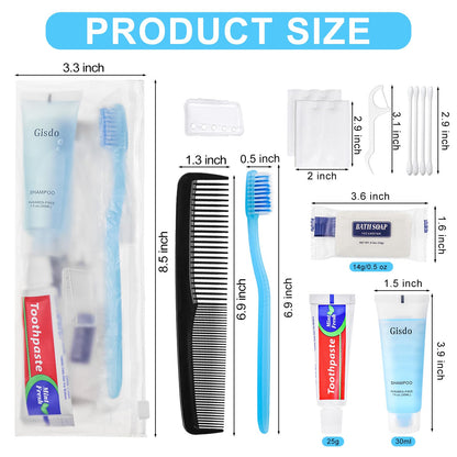 50 Kits Basic Toiletry Kits Homeless Personal Hygiene Kit Bulk Homeless Care Package Supplies Travel Toiletry Kit Homeless Hygiene Kit Bulk for Men Women Disposable Toiletry Kit(10-IN-1)