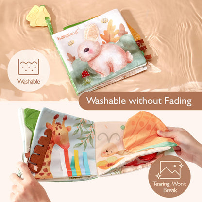 hahaland Baby Books 0-6 Months, Tummy Time Sensory Baby Toys 6 to 12 Months Touch Feel Book Textured Crinkle Books Baby Shower Birthday Gifts for Boys Girl 0 3 6 9 12 Months Baby Travel Toys