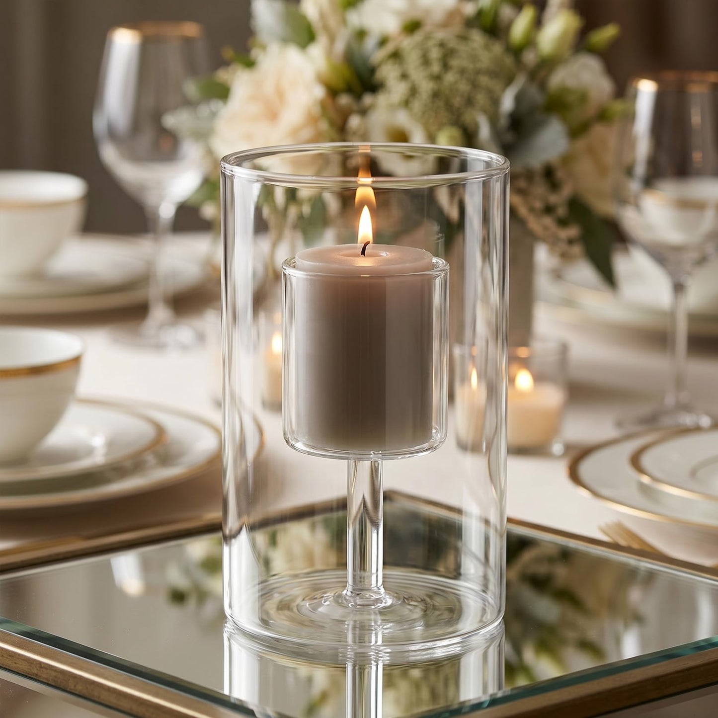Bougies la Française Clear Glass Candle Holder for Votive Candles, Medium, 4.72 x 3.15 Inches, Decorative Holder for Home Decor, Weddings and Parties
