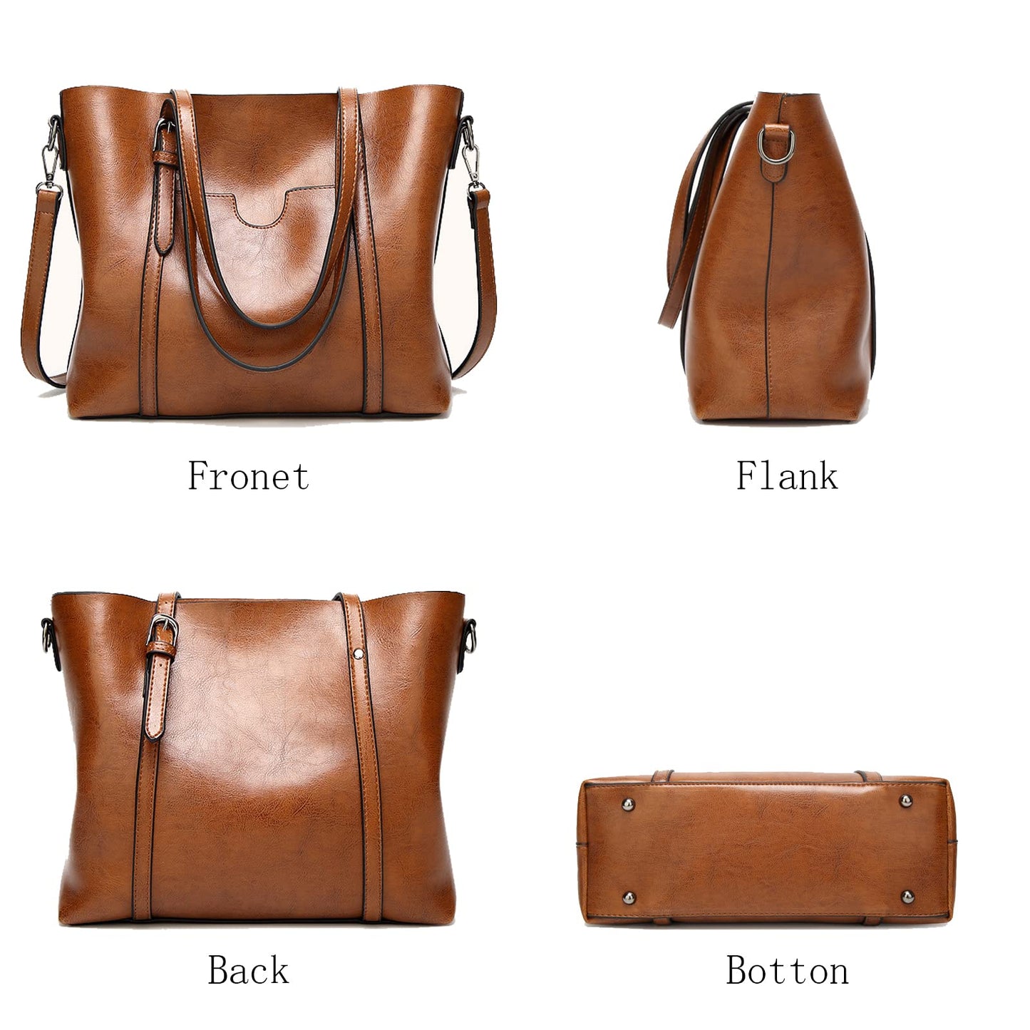 Aileese Womens Handbags Soft Leather Large Capacity Retro Vintage Top-Handle Casual Pocket Tote Shoulder Cross-Body Bags Brown