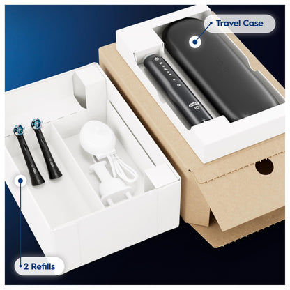 Oral-B iO5 Electric Toothbrushes for Adults, 2 Toothbrush Head & Travel Case, 5 Modes with Teeth Whitening, UK 2 Pin Plug, Black