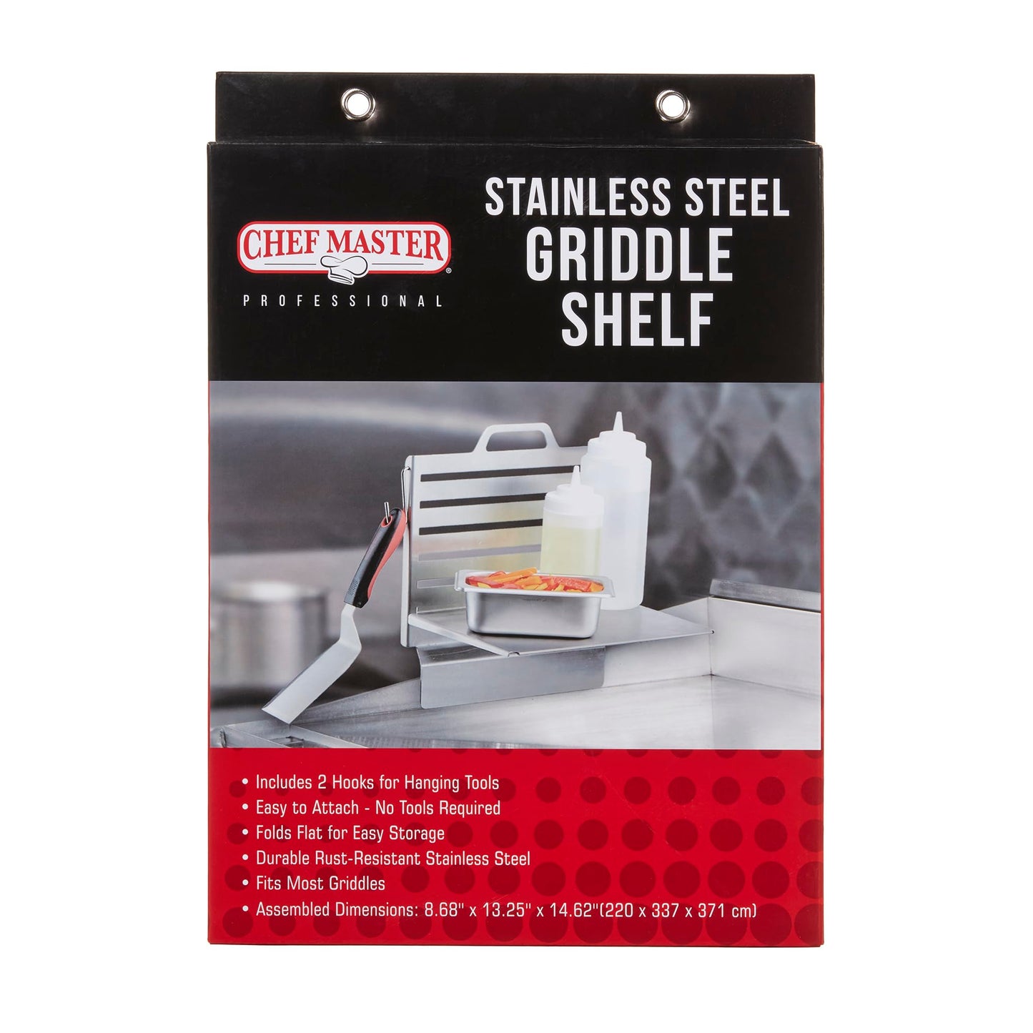 Chef Master Steam Pan Insert & Adjustable Griddle Shelf Set – Organizer & Condiment Holder for Utensils, Ingredients & BBQ Cooking - Grill Accessories for Outdoor Grill - 90260 & 90316
