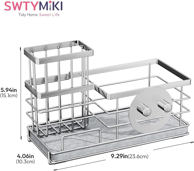 SWTYMIKI Kitchen Sink Caddy Organizer, Smiley Face Sponge Holder