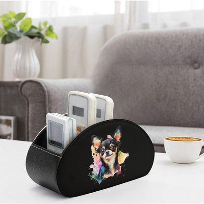 Chihuahua Dog Colorful Remote Control Holder with 5 Compartments Caddy Desktop Organizer for Home Office