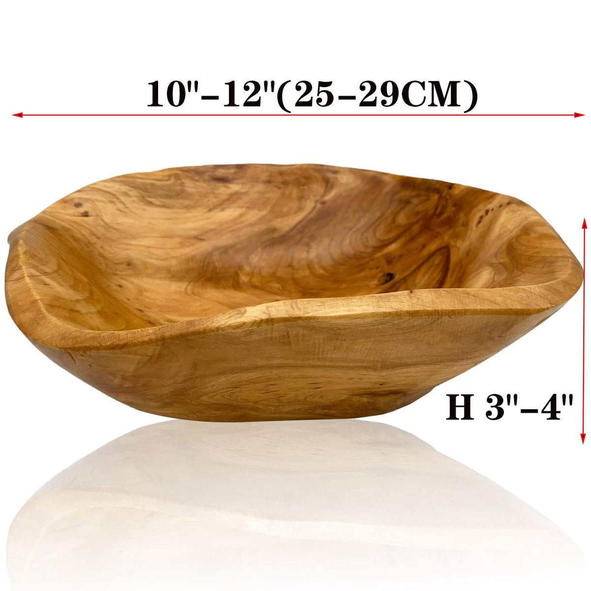 JFFLYIT Creative Wood Bowl - Root Carved Handmade Natural Real Wood Candy Serving Bowl 10"-12"