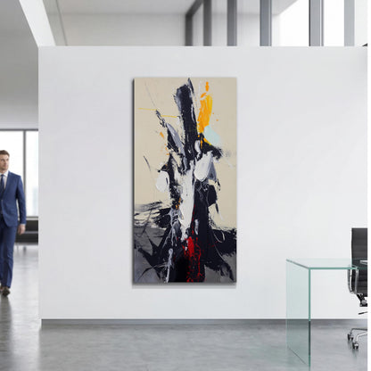Acocifi Large Graffiti Abstract Canvas Wall Art 58''x29'', Living Room Hallway Wall Decor, Textured Modern Black and White Painting, Neutral Beige Picture, Artwork Framed for Bedroom Home Office