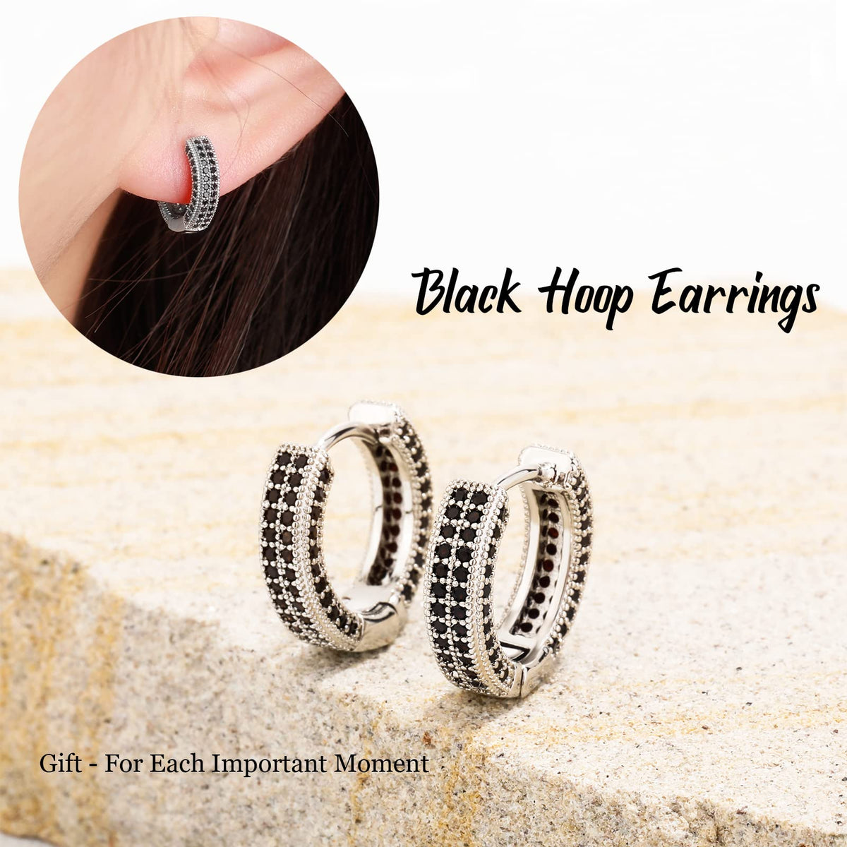 TOPGRILLZ Iced Out Hoop Earrings Cubic Zirconia Huggie Cartilage Cuff Hypoallergenic 14K Gold Plated Luxury Fashion Round Circle Earrings For Men Women-05SH