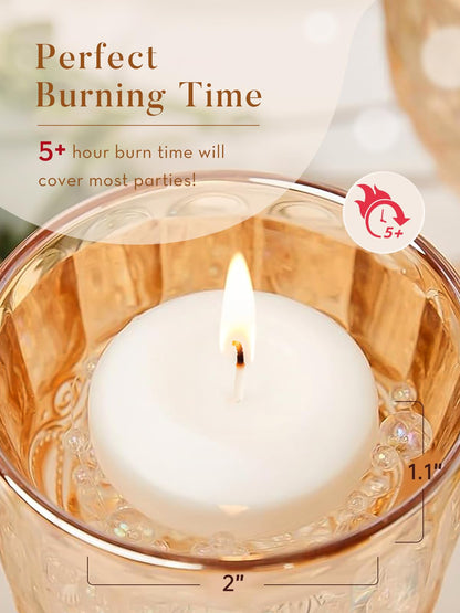 Ashlux White Floating Candles 2 inch, 24 Pack Floating Candles 5-6 Hours Long Burning, Unscented Floating Candle for Centerpieces, Wedding, Christmas Lights, Romantic Night for Her/Him Set