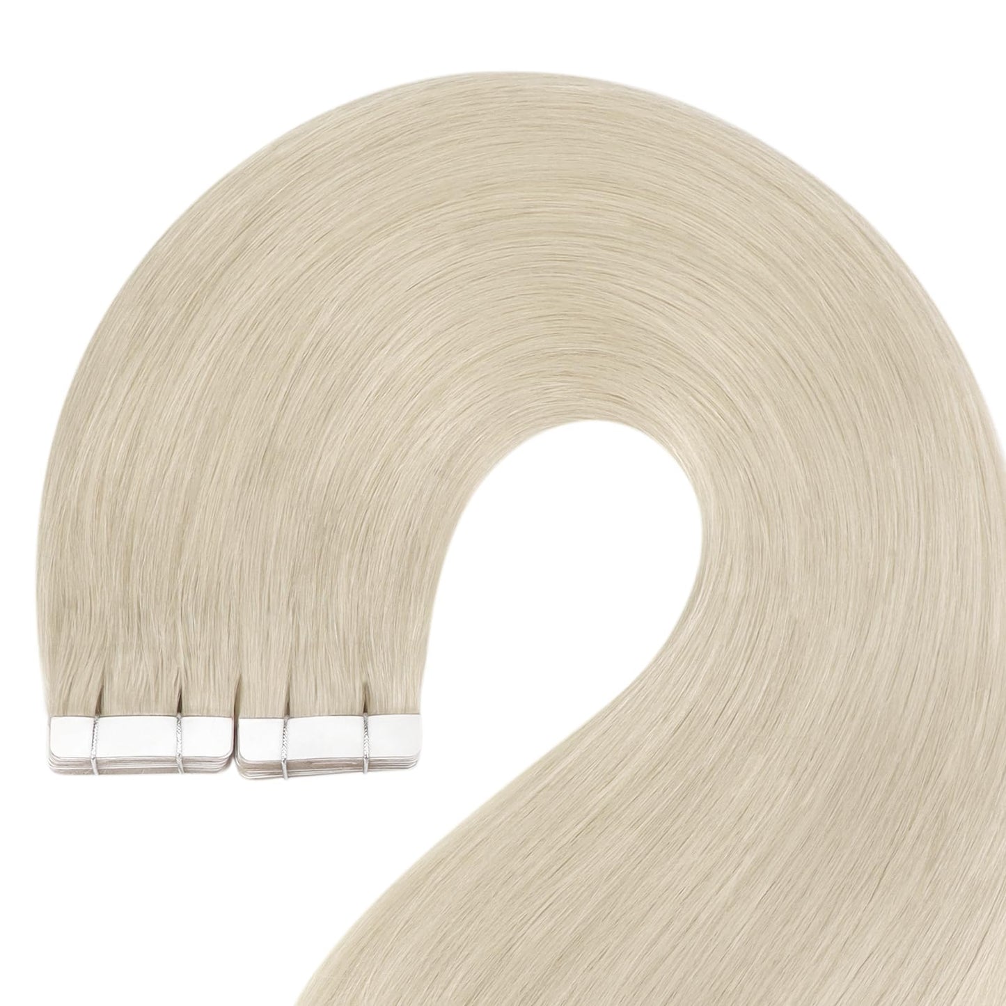 YoungSee Blonde Tape in Hair Extensions Human Hair 20pcs Platinum Blonde Tape Hair Extensions Real Human Hair 12Inch 30g Short Straight Hair for Women