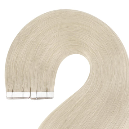 YoungSee Blonde Tape in Hair Extensions Human Hair 20pcs Platinum Blonde Tape Hair Extensions Real Human Hair 12Inch 30g Short Straight Hair for Women