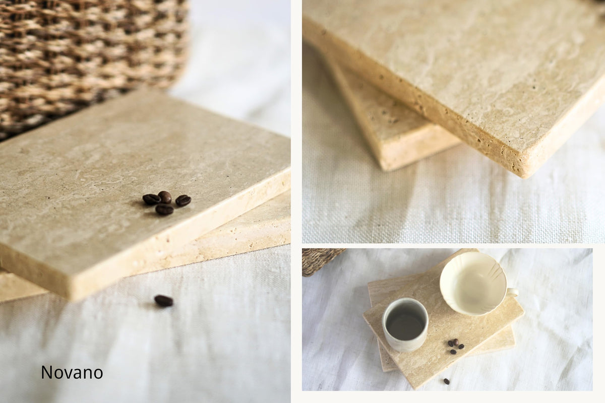 Astavostone Travertine Tray, Beige Natural Stone Decor Tray for Bathroom Vanity Decorative Rectangle Stone Board for Jewelry, Keys, Perfume,Coffee Table,Organizer (9.5''X4.7'')