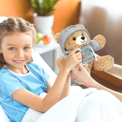 Osacoe Get Well Soon Teddy Bear Stuffed Animal with Gift Box Removable Hoodie for Comfort and Love, for Kids, Women & Men in Tough Time, Get Well Soon Gifts Basket with Beautiful Greeting Card