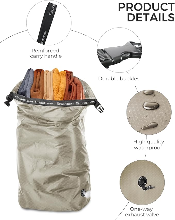 Travel Laundry Bag, Pump Free Vacuum Storage Bag Reusable Compression Dirty