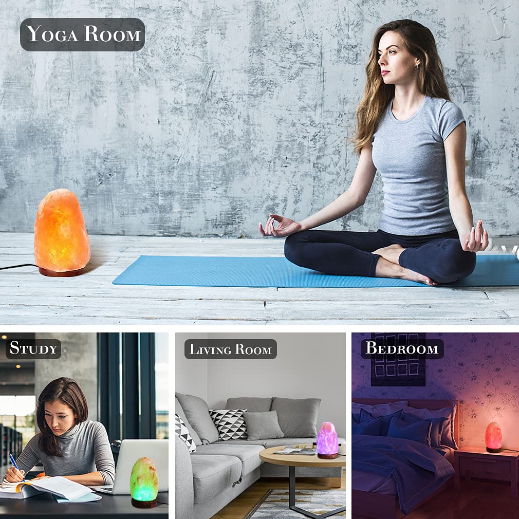 MINGRI Himalayan Salt Lamp Night Light Rock 16 Colors Changing Updated,USB Remote Control Natural Rock Lamp Dimmable Crystal Pink Salt Table Lamps for Office,Home Deco,Yoga,Holiday Gift