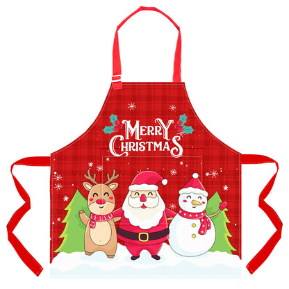 Fiodrimy Kids Apron, Kids Christmas Apron Girls Boys Toddler Unicorn Apron with Pockets Adjustable for Children Cooking Baking School Kitchen Painting (6-12 Years, Christmas Snowman)