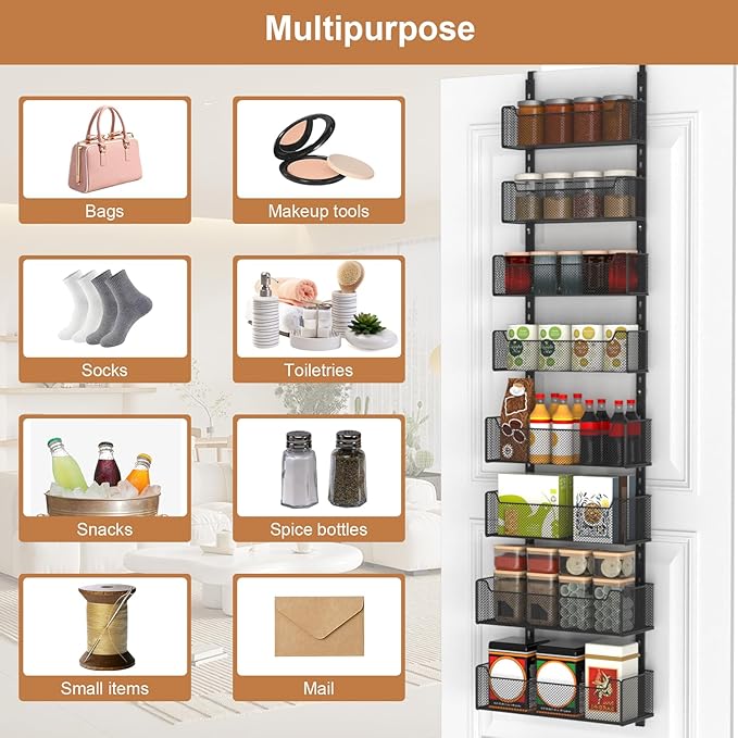 Over The Door Organizer, 8-tier Metal Door Organizer Hanging