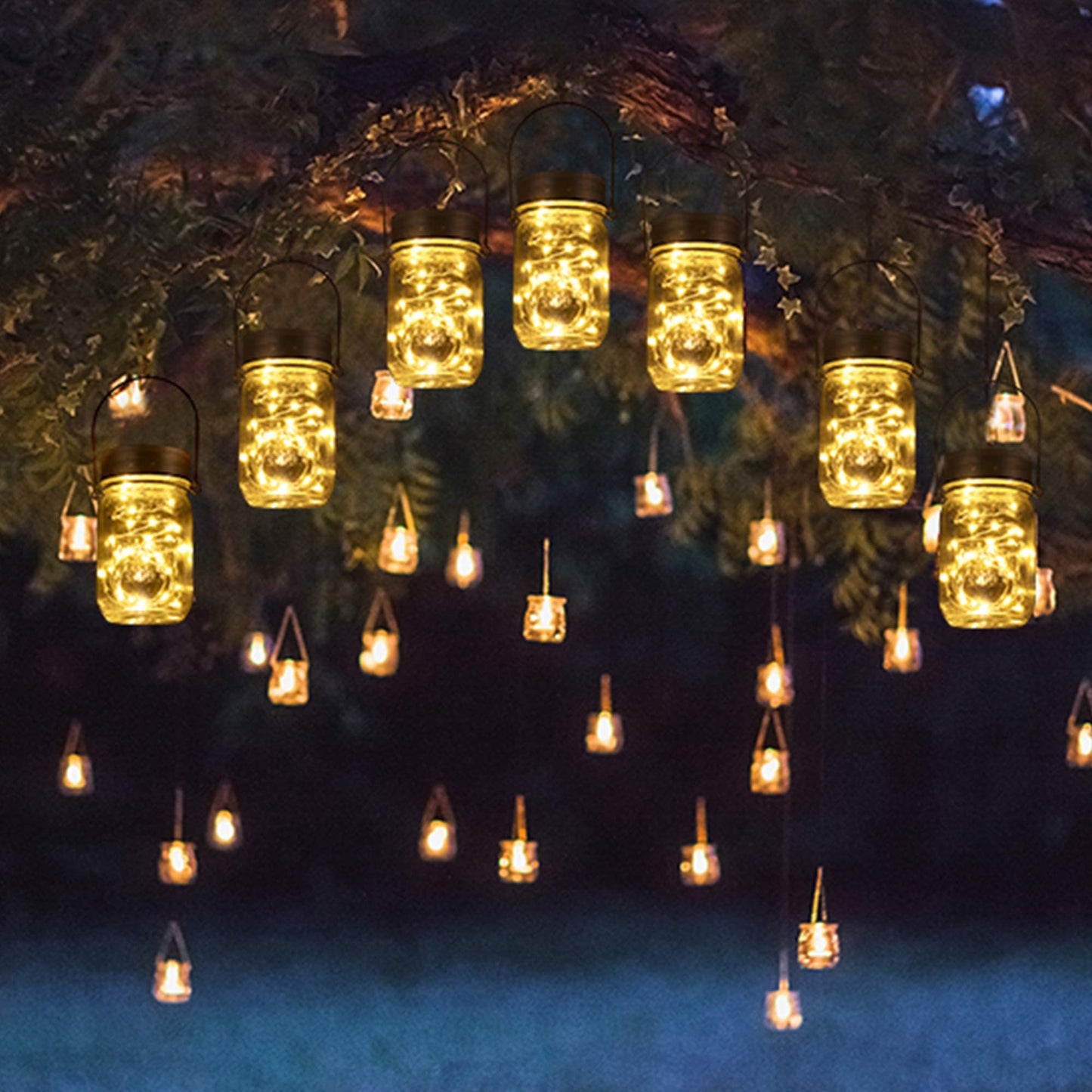 Solpex Solar Mason Jar Lights, 6 Pack Solar Garden Lights 30 LED Mason Jar Waterproof Lanterns Outdoor/Indoor Hanging Lantern for Garden, Patio, Courtyard Wedding Party