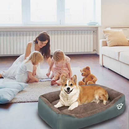 SuperGift.com Soft & Fluffy Pet Bed - Anti-Anxiety Washable Bed for Dogs and Cats - Non-Slip Base - Dog & Cat Bed - Warm and Cosy - Grey (Medium)