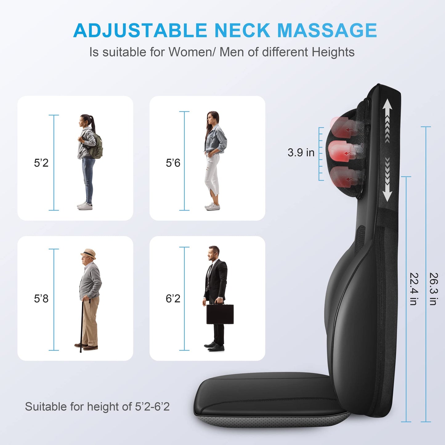 COMFIER Shiatsu Back Massager with Heat, Deep Kneading & Rolling Massage Chair Pad, Chair Massager for Office Home Use, Gift for Dad Mom