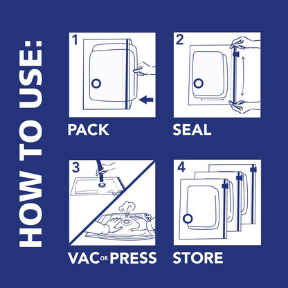 Hefty Shrink-Pak Heavy Duty Vacuum Storage Bags – For Clothes, Pillows, Towels, Blankets & More – Space Saver Vacuum Suction Seal for Home or Travel – 4 Large Bags, 34 x 22 Inches