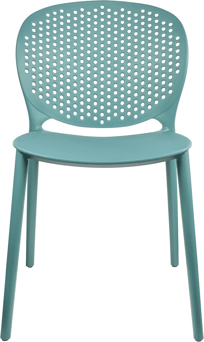 2xhome Set of 3 Patio Dining Chairs | Modern Stackable Outdoor Pool Side Chair | Weather Resistant Plastic for Yard, Porch, Balcony, Kitchen, Teal