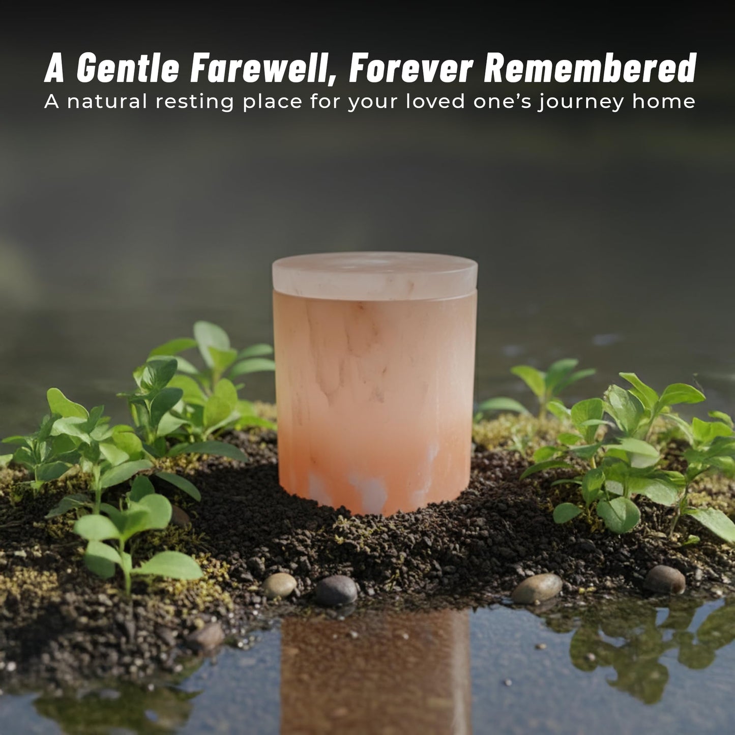 Himalayan Natural Salt Urn- Classical Cylinder Shaped Biodegradable Eco Urn for River or Earth Burial, Adult-Sized Cremation, 10 Inches High, Volume 200 Cubic inches.