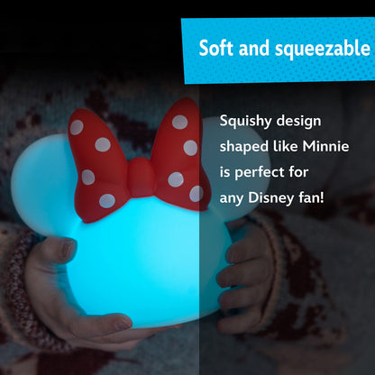 Disney Minnie Mouse Squishy Light, Color Changing, Night Light for Kids, USB Lamp, Battery Operated, Dimmable, Ideal for Bedroom, Playroom, Living Room, and More, 66945