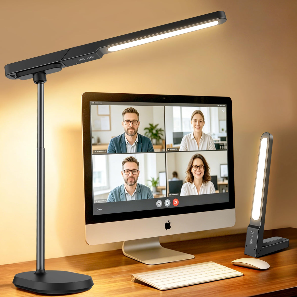 YULINKCO LED Desk Lamp, 3 Color Modes & Dimmable Brightness, Rechargeable Battery-Powered Reading Lamp, Portable Makeup Light, Desktop Lighting for Office, Reading, Puzzles, Working, Night Light