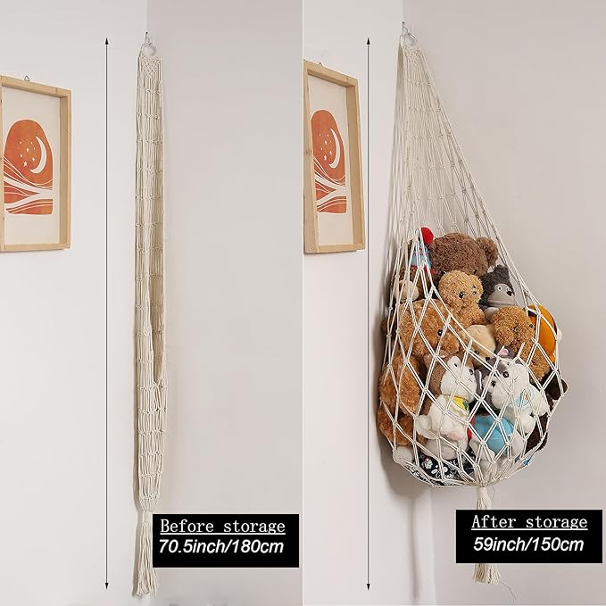 Stuffed Animal Storage Organizers Toy Hammock Corner Hanging Net Stuffy Animal