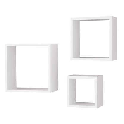 Wallniture Compact Living Room Decorative Display Cubes Floating Shelves Set of 3 White