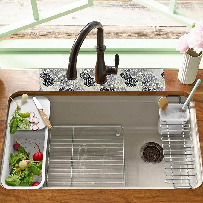 24.5" x 15.5" Dish Drying Mat & 24" x 5.5" Sink Splash Guard, Super Absorbent