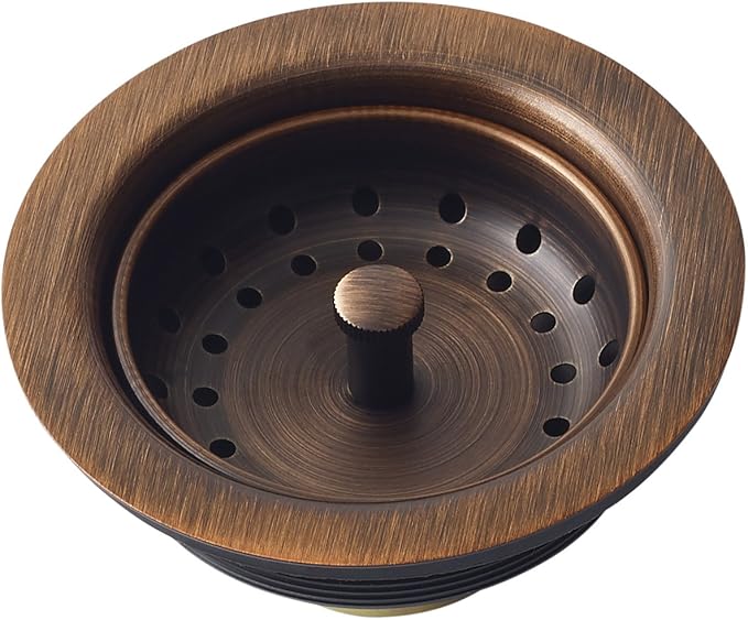 Sinkology Kitchen Sink Basket Strainer Drain TB35-01, Antique Copper